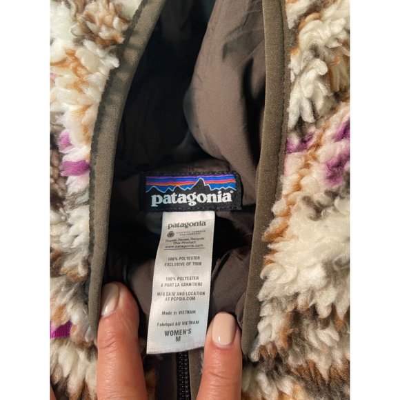 Vtg Patagonia Women's Deep Pile Aztec Retro X Fleece Cardigan Hoodie Jacket M - Picture 4 of 5